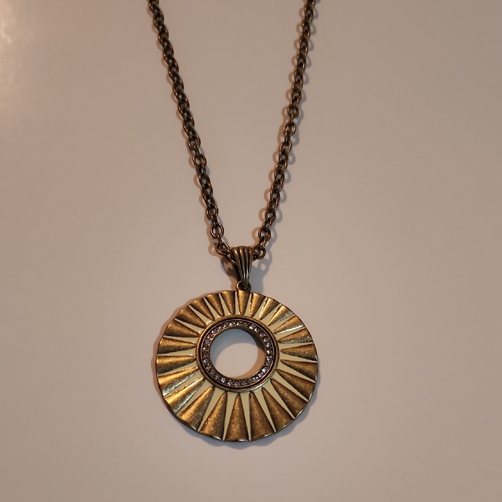 Lumen-Gold Circular Pendant Necklace 32in-35in